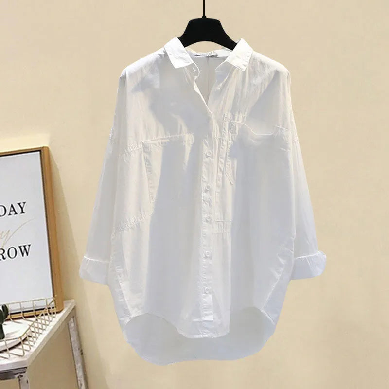 Autumn New Loose Casual Shirt Personalized Bra Work Clothes Wide Leg Trousers Three Piece Elegant Women's Pants Set white shirt