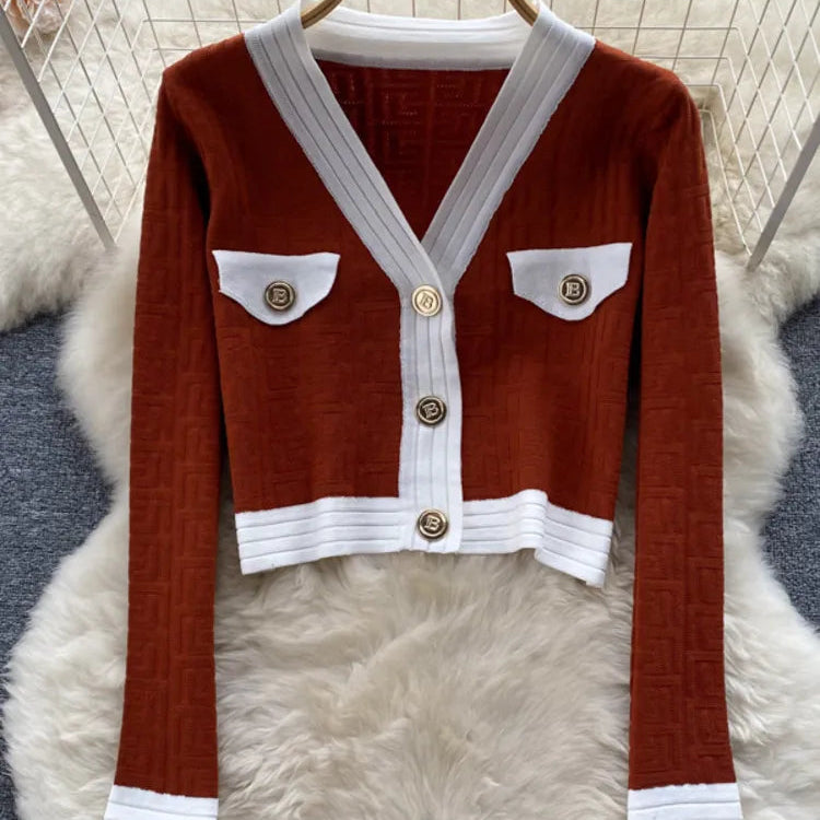 Autumn New Women's Dresses Knitwear Suits Small Fragrance Knitted Cardigan Coat + Suspender Knit Dress Streetwear Two Piece Sets