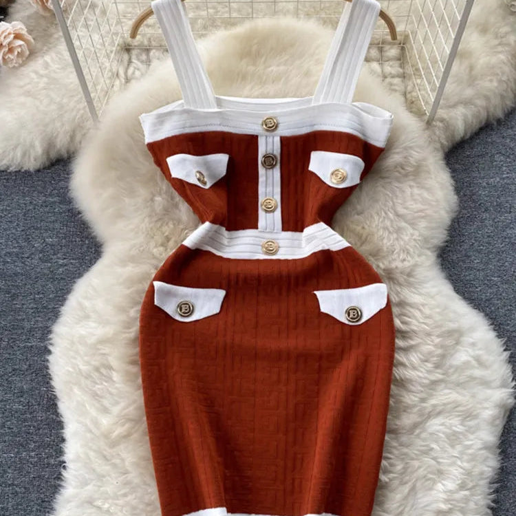 Autumn New Women's Dresses Knitwear Suits Small Fragrance Knitted Cardigan Coat + Suspender Knit Dress Streetwear Two Piece Sets