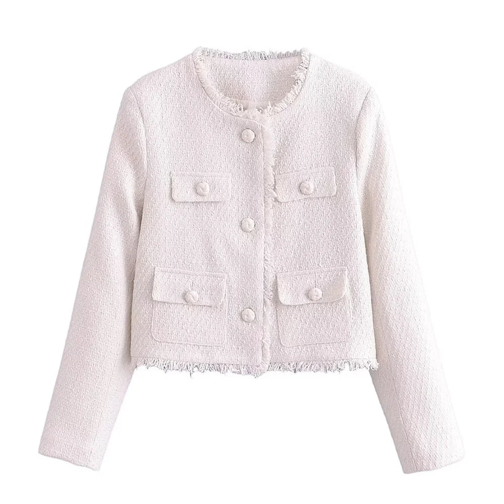 Autumn New Women's Wear European and American Style Fashion Coarse Jacket Coat WHITE