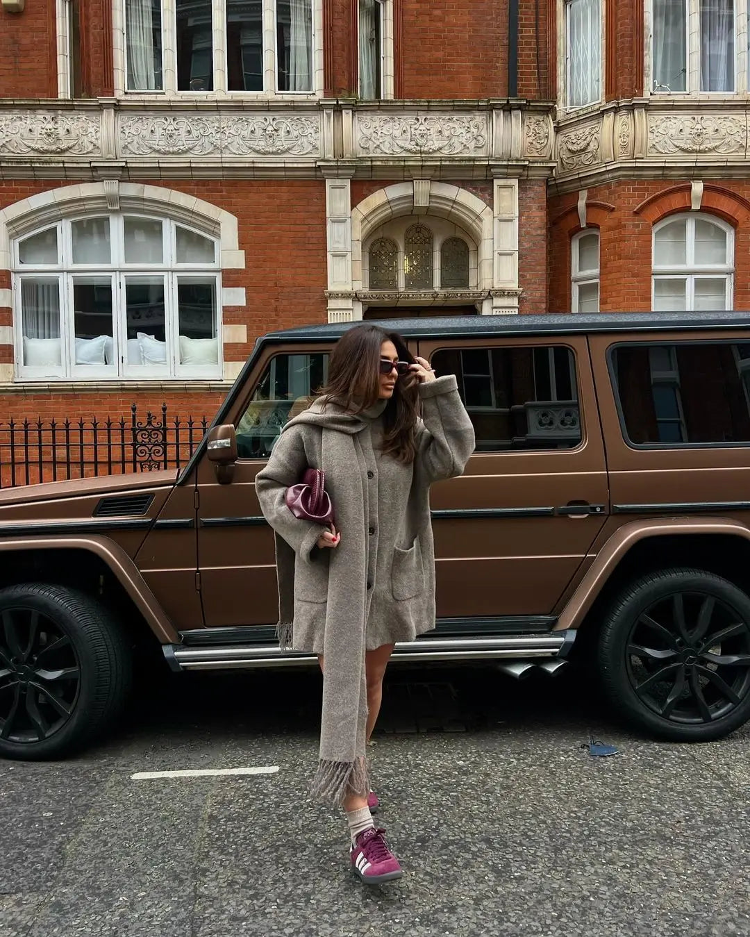 Autumn Winter Elegant Women Woolen Coat With Scarf Fashion Loose Long Sleeve Warm Coat Female Chic Lady Casual Street Overcoat