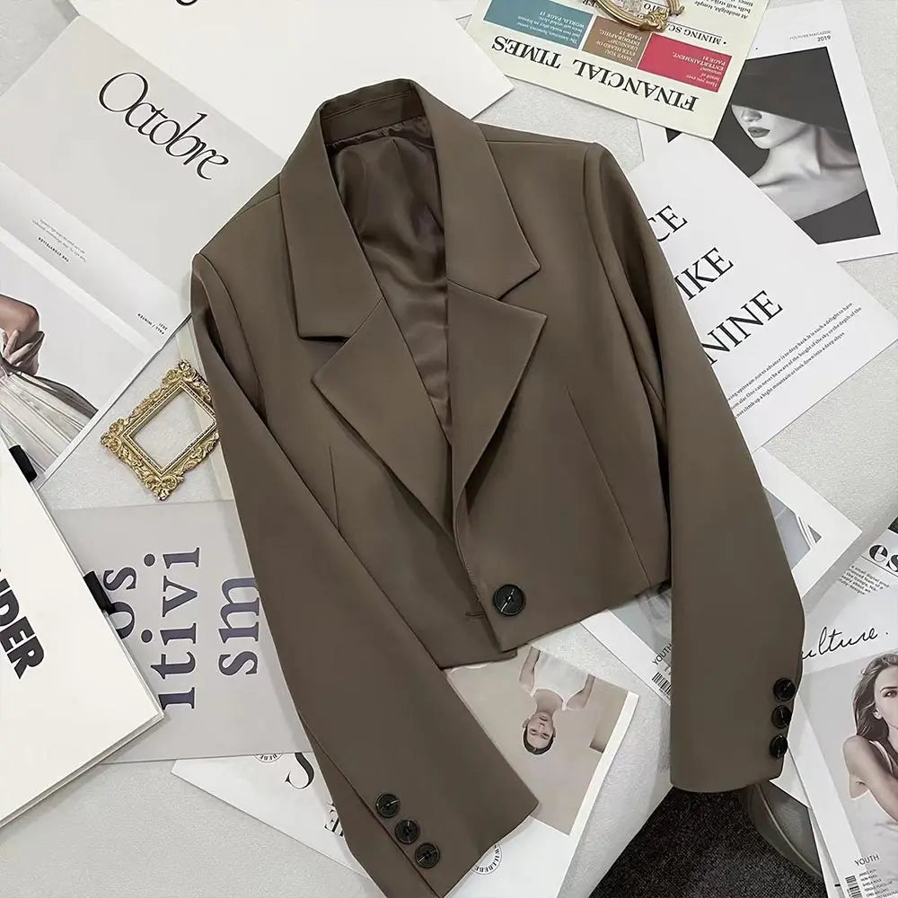 Autumn Winter Fashion Women's Blazer Korean Style Office Cropped Blazers Spring Women All-Match Street Long Sleeve Suit Jacket