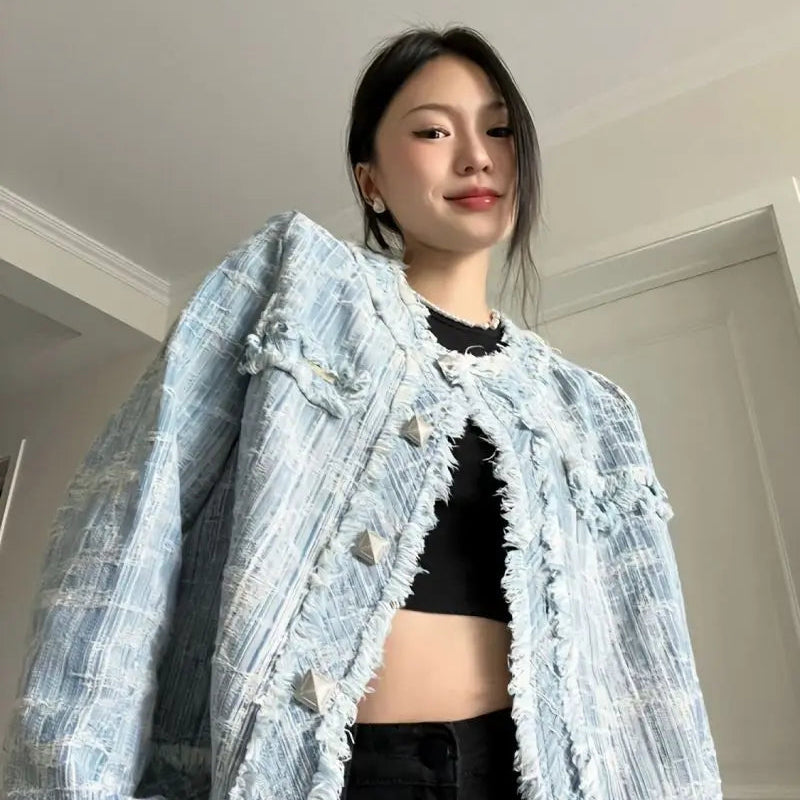 Autumn Winter New Denim Coat for Women American Street Style Baggy Denim Jacket Woman Fashion Versatile Blue Women's Coat