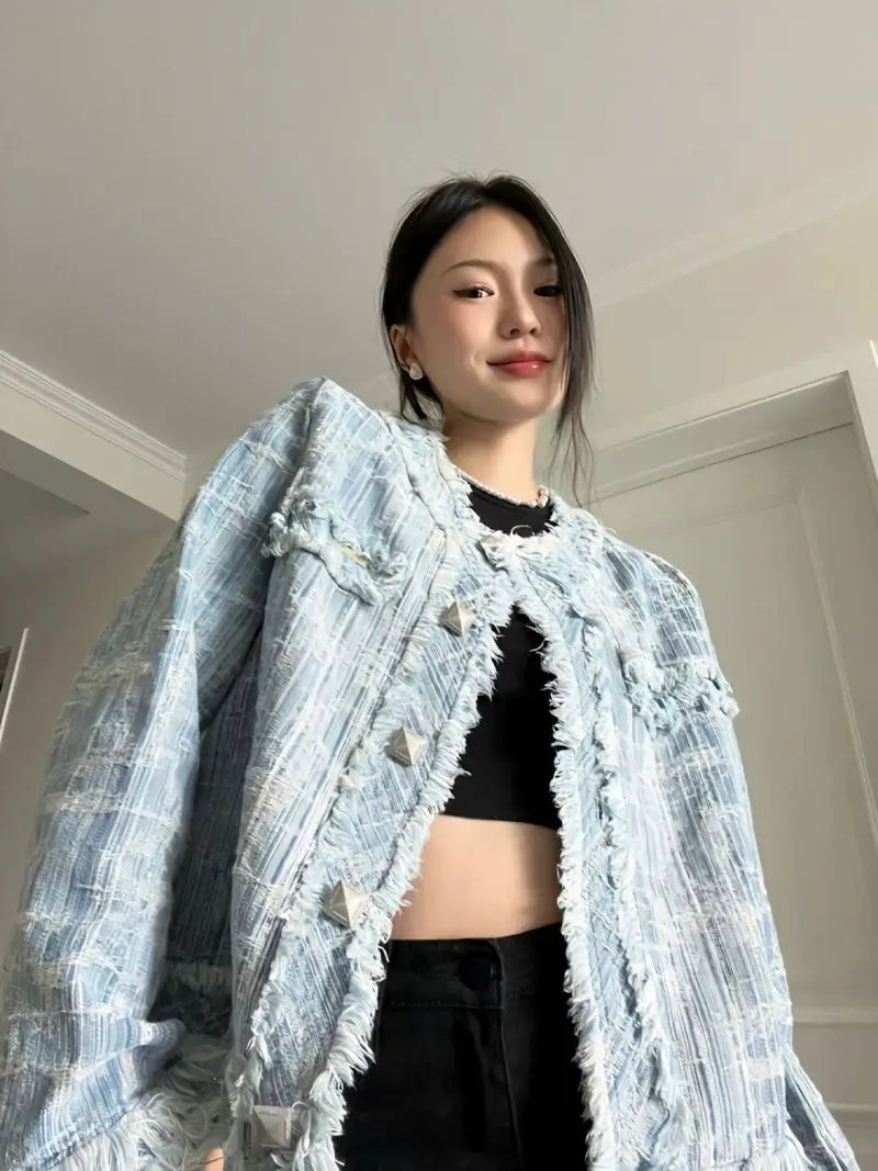 Autumn Winter New Denim Coat for Women American Street Style Baggy Denim Jacket Woman Fashion Versatile Blue Women's Coat