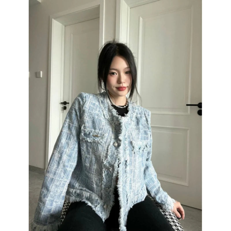 Autumn Winter New Denim Coat for Women American Street Style Baggy Denim Jacket Woman Fashion Versatile Blue Women's Coat