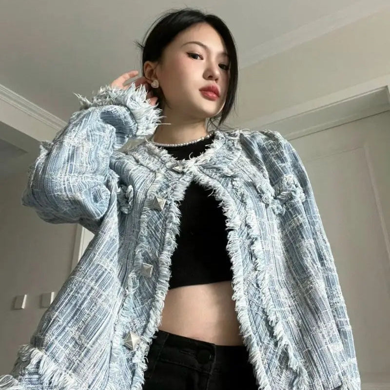 Autumn Winter New Denim Coat for Women American Street Style Baggy Denim Jacket Woman Fashion Versatile Blue Women's Coat