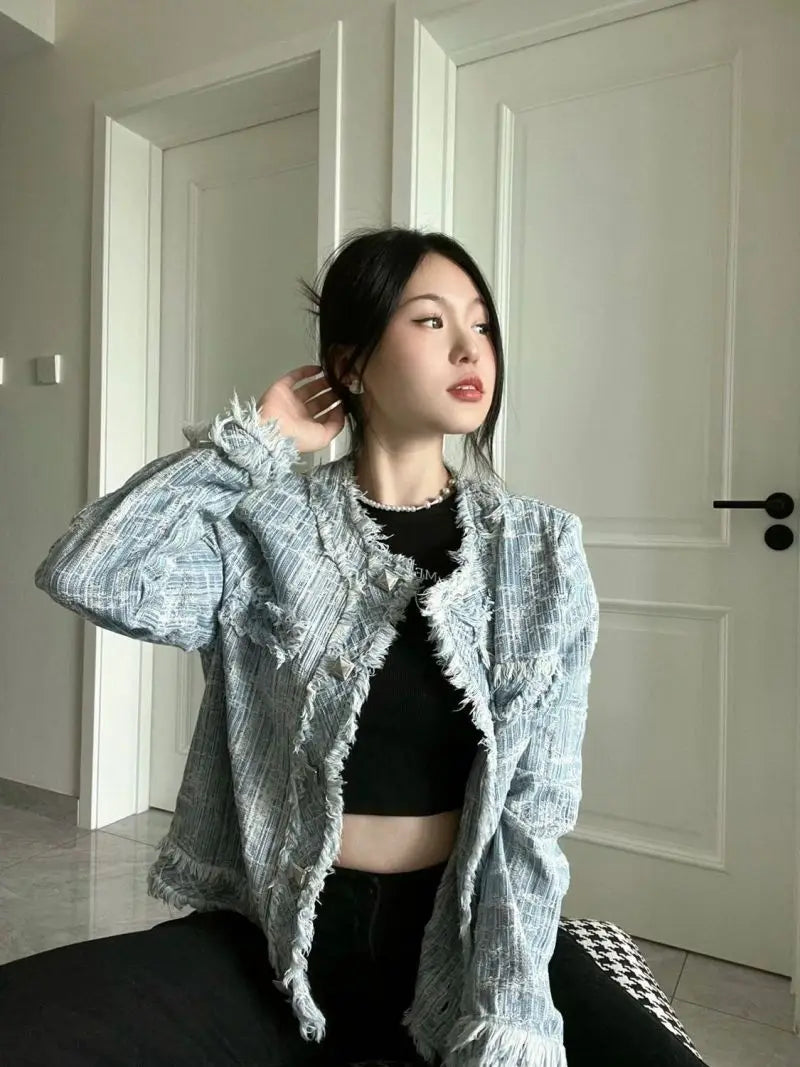 Autumn Winter New Denim Coat for Women American Street Style Baggy Denim Jacket Woman Fashion Versatile Blue Women's Coat