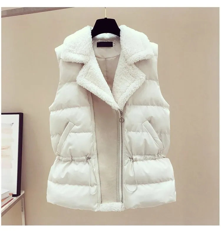 Autumn Winter New Warm Sweater 3 piece set Women Korean Fashion Sweet Heart-shaped beaded Sweater +Lamb wool vest +Pants Suits White Vest