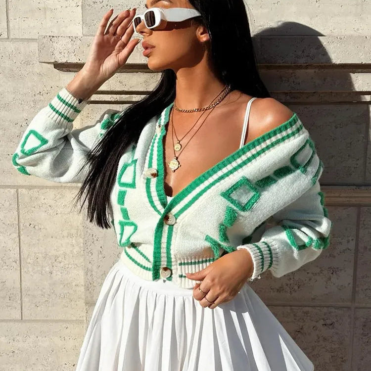 Autumn Winter Women Cardigan Knitted Sweater Jacket Warm Embroidery Fashion Knit Cardigans Coat Lady Loose Sweaters 2022