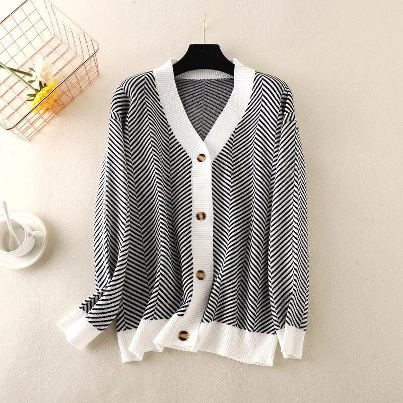 Autumn Winter Women Cardigan Knitted Sweater Jacket Warm Embroidery Fashion Knit Cardigans Coat Lady Loose Sweaters 2022 1 One Size