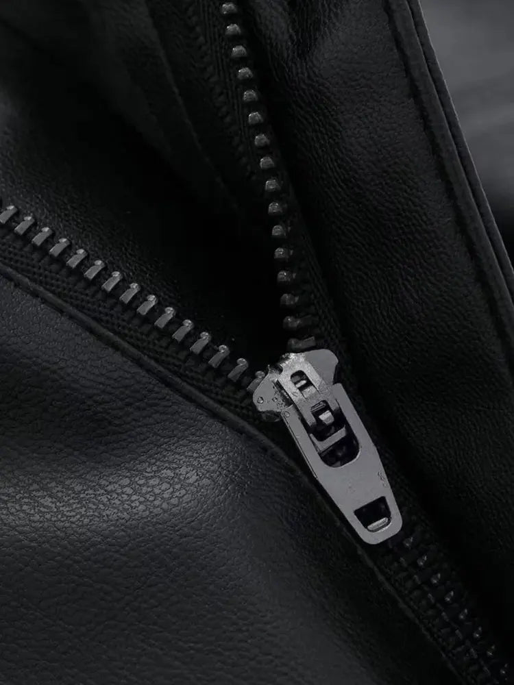 Autumn Women's Zipper Fly Lady Skirts Mujer Side Pockets Faux Leather Midi Skirt Clothing