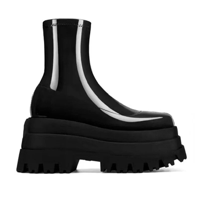 Autumn and Winter New Thick-soled Heightened Women's Boots Waterproof Platform High-heeled Short Boots Fashion Boots