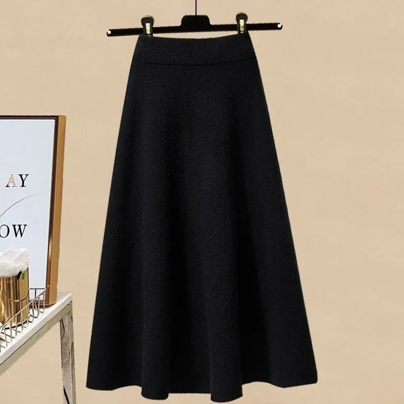 Autumn and Winter Suit Women 2022 New Korean Fashion Casual Long Sleeve Sweater Slim Skirt Elegant Women's Two Piece Set Black skirts