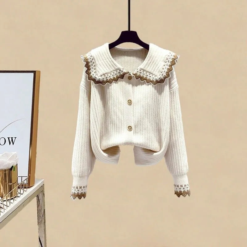 Autumn and Winter Suit Women 2022 New Korean Fashion Casual Long Sleeve Sweater Slim Skirt Elegant Women's Two Piece Set Apricot sweater