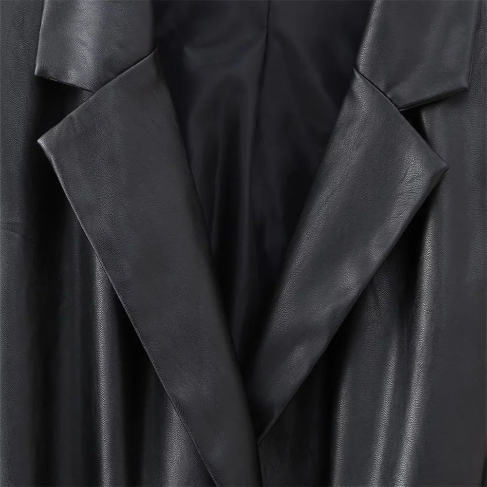 Autumn and Winter Women's Casual Slim Classic Belt Faux Leather Sleeveless Tank Top Dress