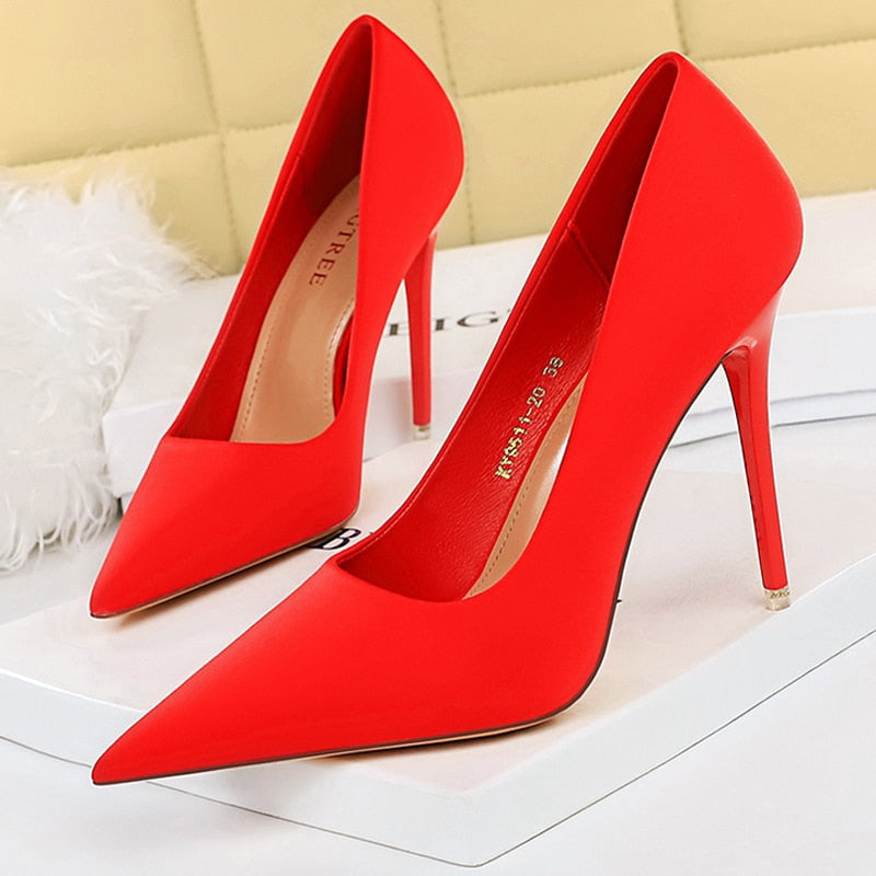 BIGTREE Shoes Satin Women Pumps 2024 New Purple High Heels Fashion Women Shoes Stiletto Luxury Noble Party Shoes Women Heels red-10.5cm