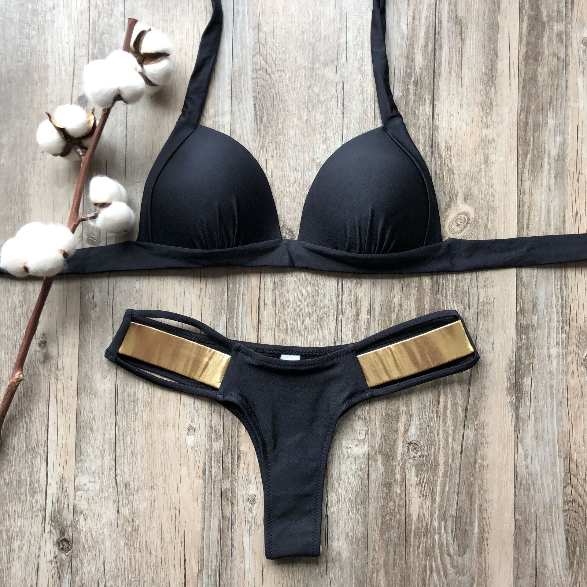 BIKINI Solid Color Push-up Sexy Swimsuit - Bikini Multicolor