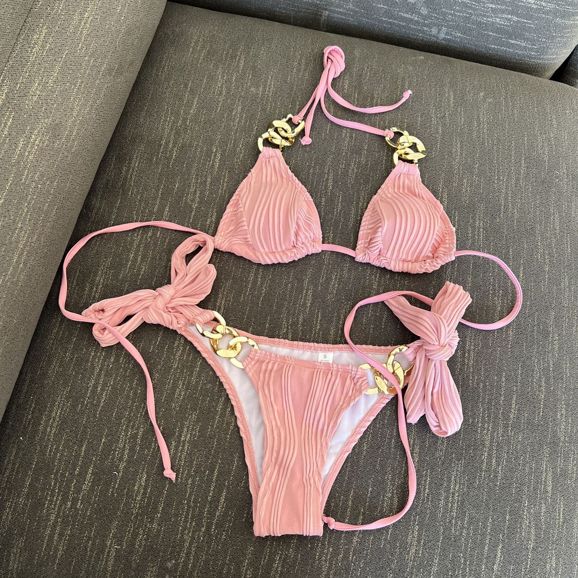BIKINI Split Swimsuit Chain Bikini Pink