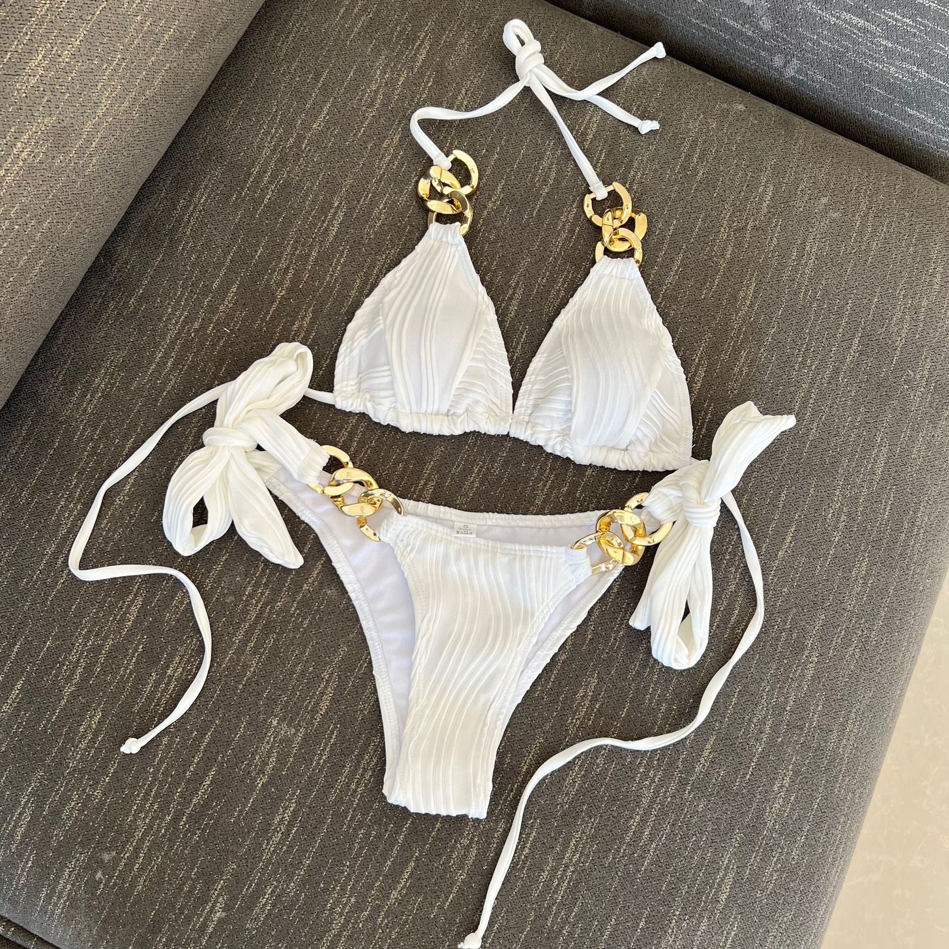 BIKINI Split Swimsuit Chain Bikini White