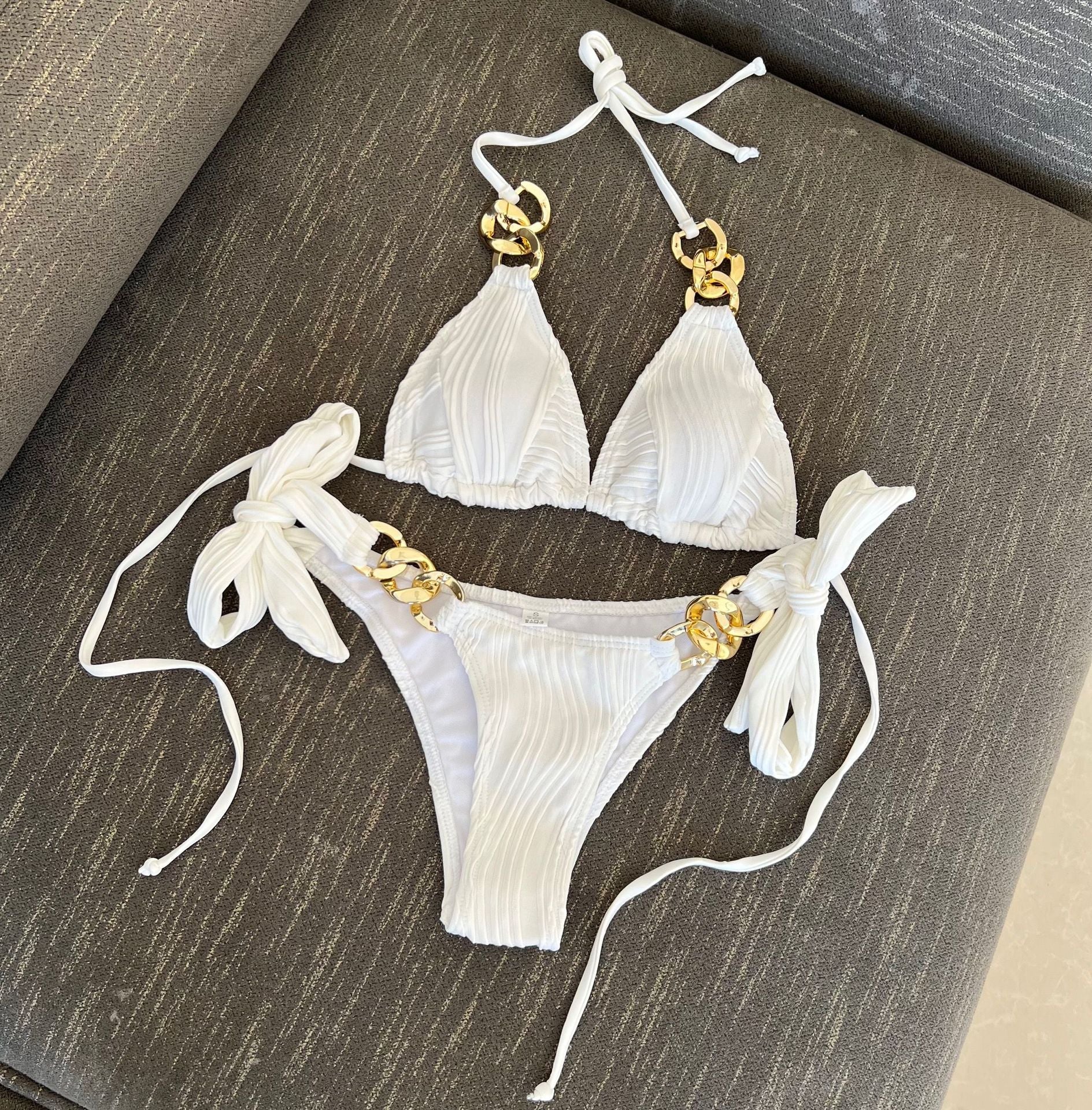 BIKINI Split Swimsuit Chain Bikini White