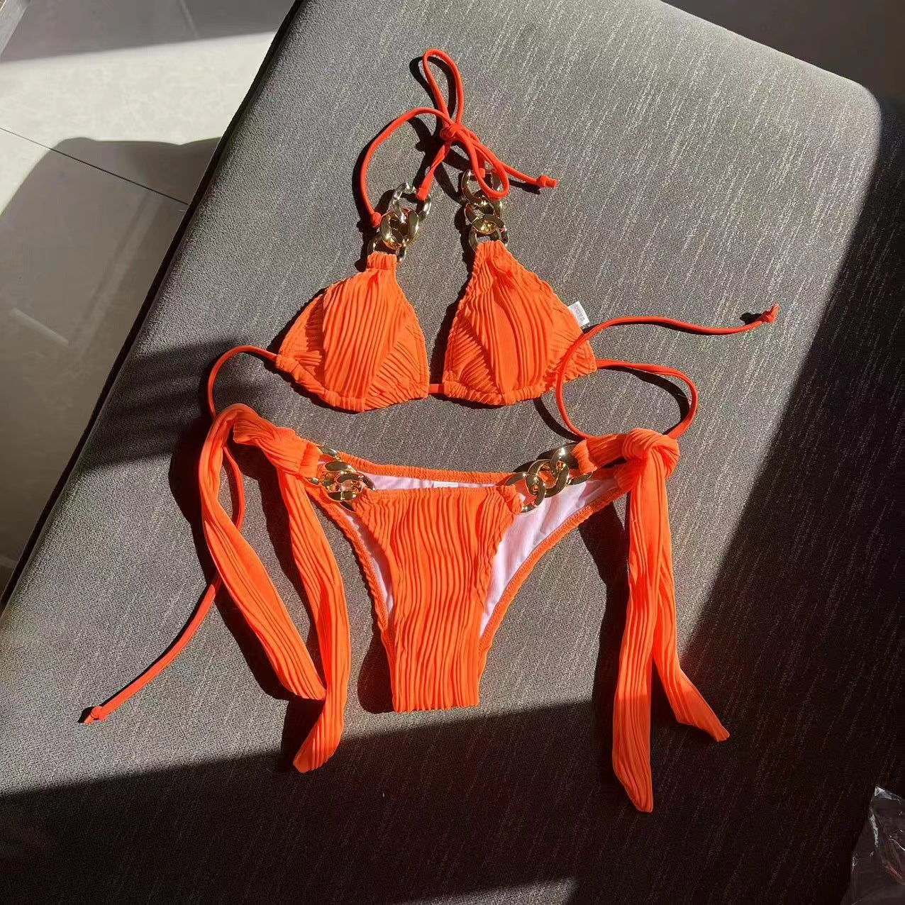 BIKINI Split Swimsuit Chain Bikini Orange