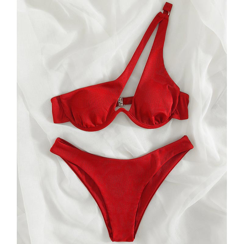 BIKINI Style Lns Solid Color Swimsuit