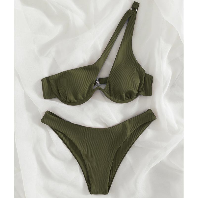 BIKINI Style Lns Solid Color Swimsuit