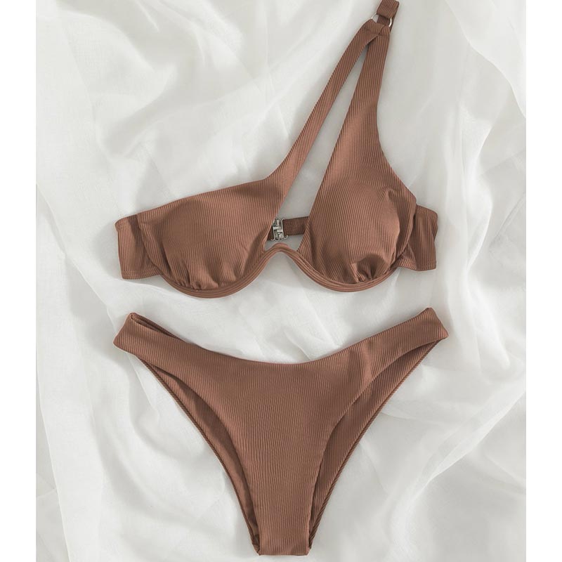 BIKINI Style Lns Solid Color Swimsuit