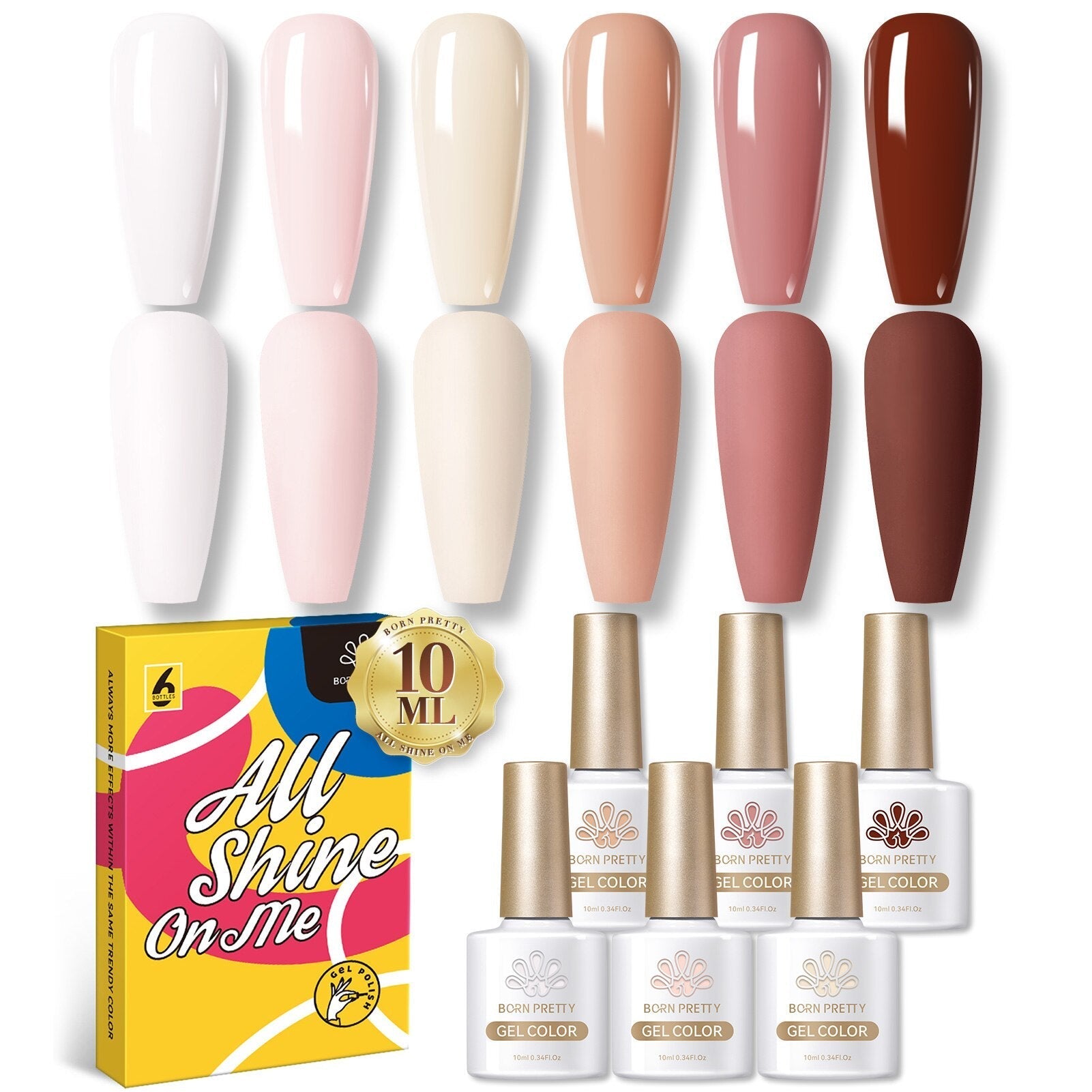 BORN PRETTY 10ml Nude Pink Gel 6PCS Nail Polish Set Milky Jelly Pink Transparent Serise Soak Off UV LED Nail Gel Varnish Kit 55673