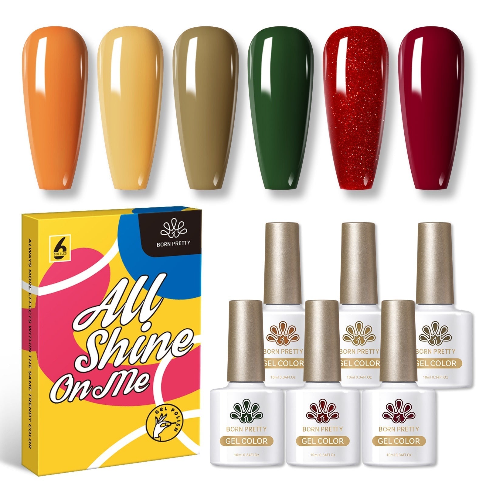 BORN PRETTY 10ml Nude Pink Gel 6PCS Nail Polish Set Milky Jelly Pink Transparent Serise Soak Off UV LED Nail Gel Varnish Kit 54708