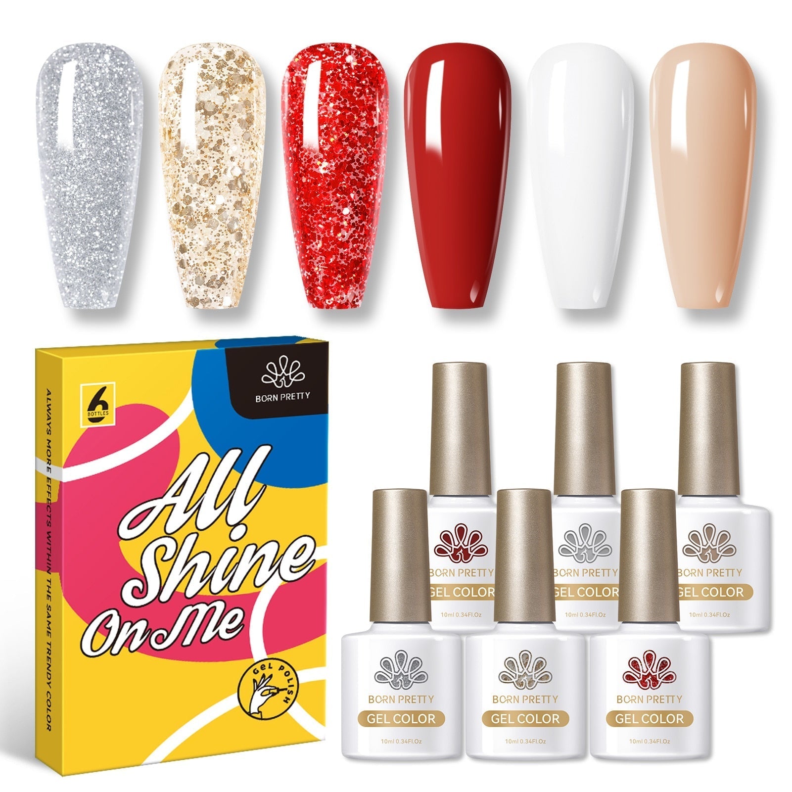 BORN PRETTY 10ml Nude Pink Gel 6PCS Nail Polish Set Milky Jelly Pink Transparent Serise Soak Off UV LED Nail Gel Varnish Kit 54709