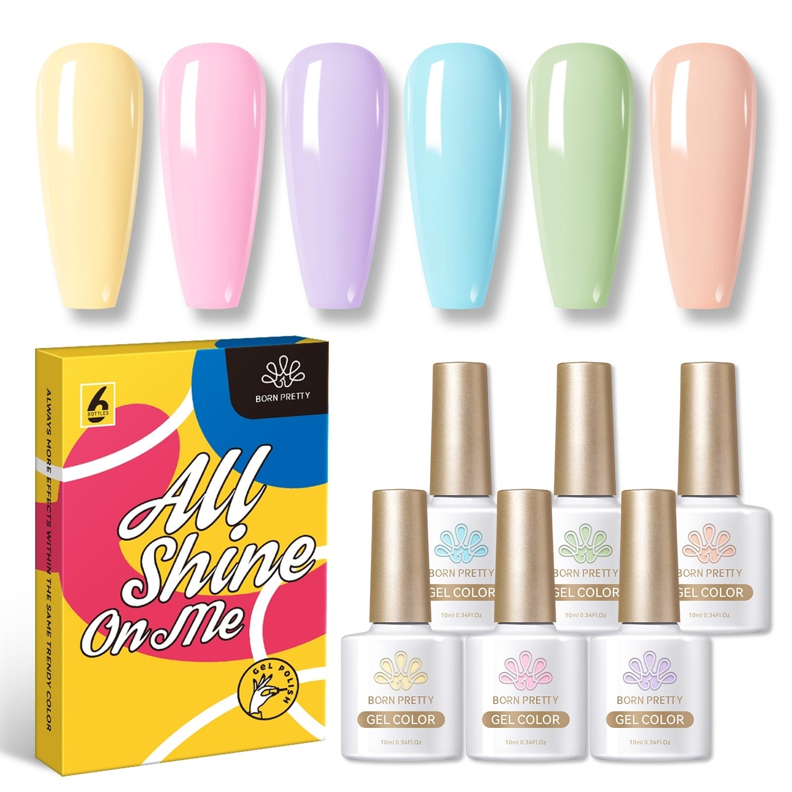 BORN PRETTY 10ml Nude Pink Gel 6PCS Nail Polish Set Milky Jelly Pink Transparent Serise Soak Off UV LED Nail Gel Varnish Kit 55824