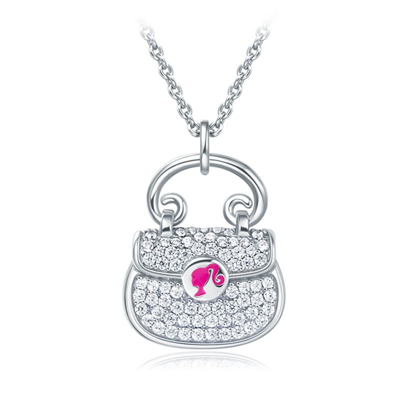 Barbie Bag Shaped Necklace Fashion Women Daily Jewelry Rose Gold Ins Y2K Girls Makeup Accessory Necklaces Collar Decor Gifts white