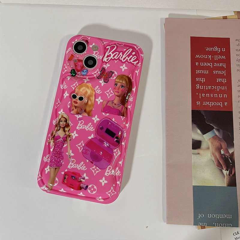 Barbie Cartoon Doll Iphone13Promax Case Iphone12 Protective Cover 11 Soft Xs Silicone Xr Anti-Fall 14Plus Airbags Phone Holder