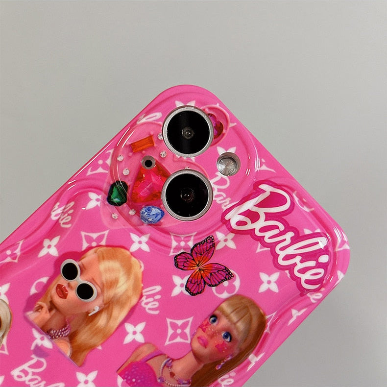 Barbie Cartoon Doll Iphone13Promax Case Iphone12 Protective Cover 11 Soft Xs Silicone Xr Anti-Fall 14Plus Airbags Phone Holder