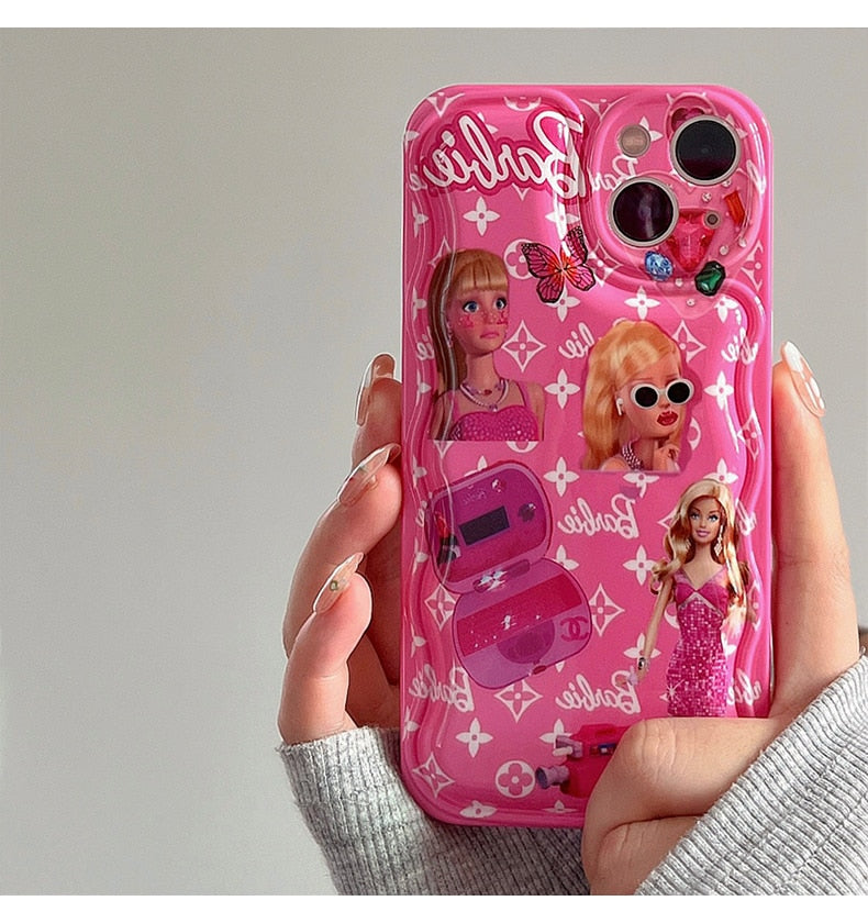 Barbie Cartoon Doll Iphone13Promax Case Iphone12 Protective Cover 11 Soft Xs Silicone Xr Anti-Fall 14Plus Airbags Phone Holder
