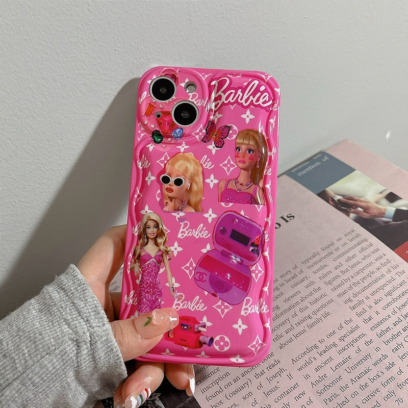 Barbie Cartoon Doll Iphone13Promax Case Iphone12 Protective Cover 11 Soft Xs Silicone Xr Anti-Fall 14Plus Airbags Phone Holder