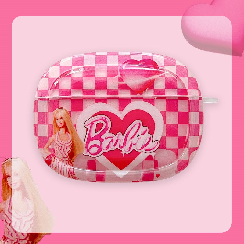 Barbie Checkerboard Airpods 12 Pro Protective Sleeve Cute Y2K Girls Wireless Bluetooth Headphone Sleeve Silicone Holder Gift Toy