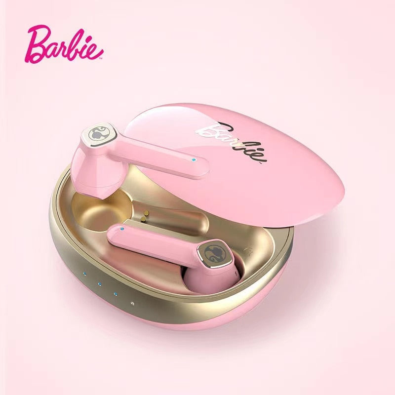 Barbie Earphone Mini Wireless Bluetooth Headset Retro Portable Girls Phone Accessories Fashion Girly Heart Durable Kawaii Gift pink