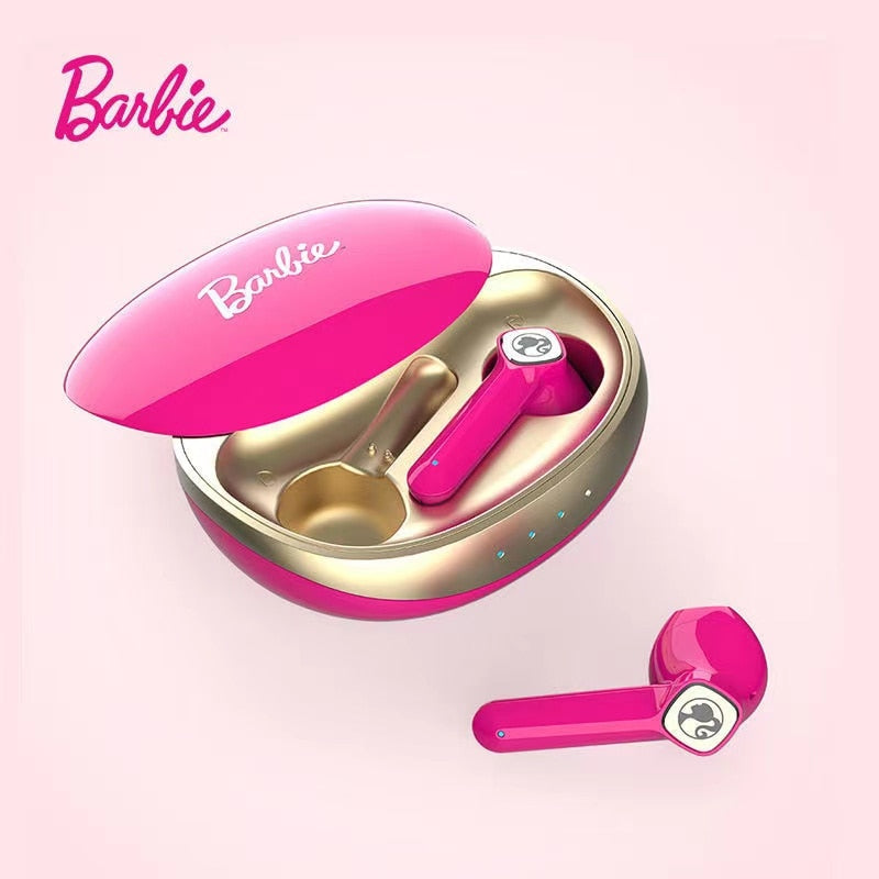 Barbie Earphone Mini Wireless Bluetooth Headset Retro Portable Girls Phone Accessories Fashion Girly Heart Durable Kawaii Gift red