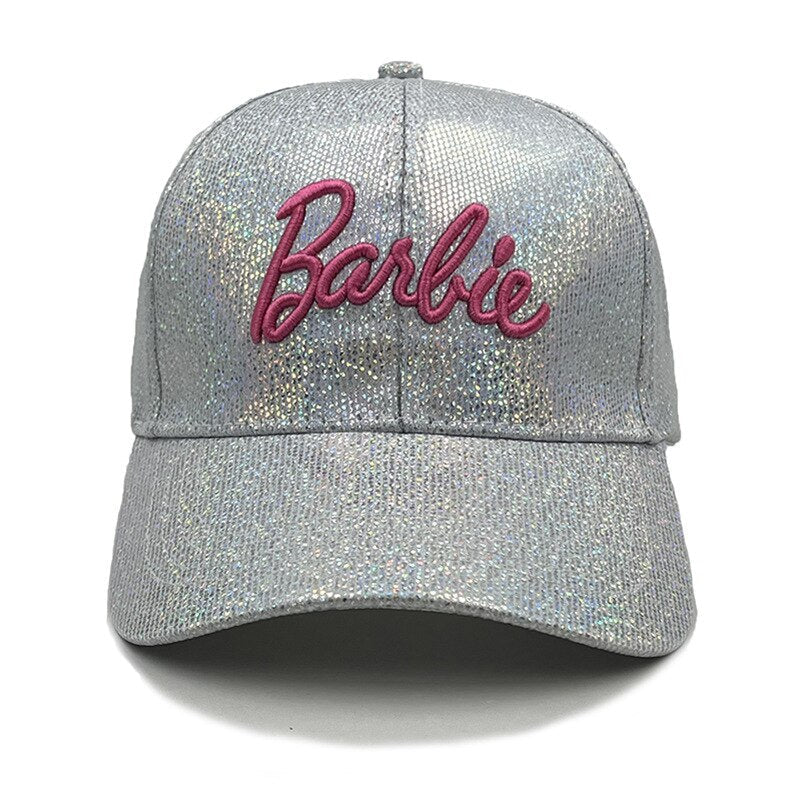 Barbie Laser Colorful Pink Baseball Cap Y2K Girls Ins Korean Fashion Cute Embroidery Curved Brim Cap All Match Hat Sun Visor 2 adjustable