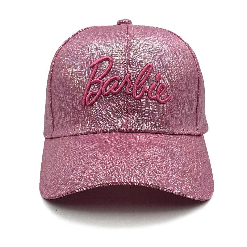 Barbie Laser Colorful Pink Baseball Cap Y2K Girls Ins Korean Fashion Cute Embroidery Curved Brim Cap All Match Hat Sun Visor 3 adjustable