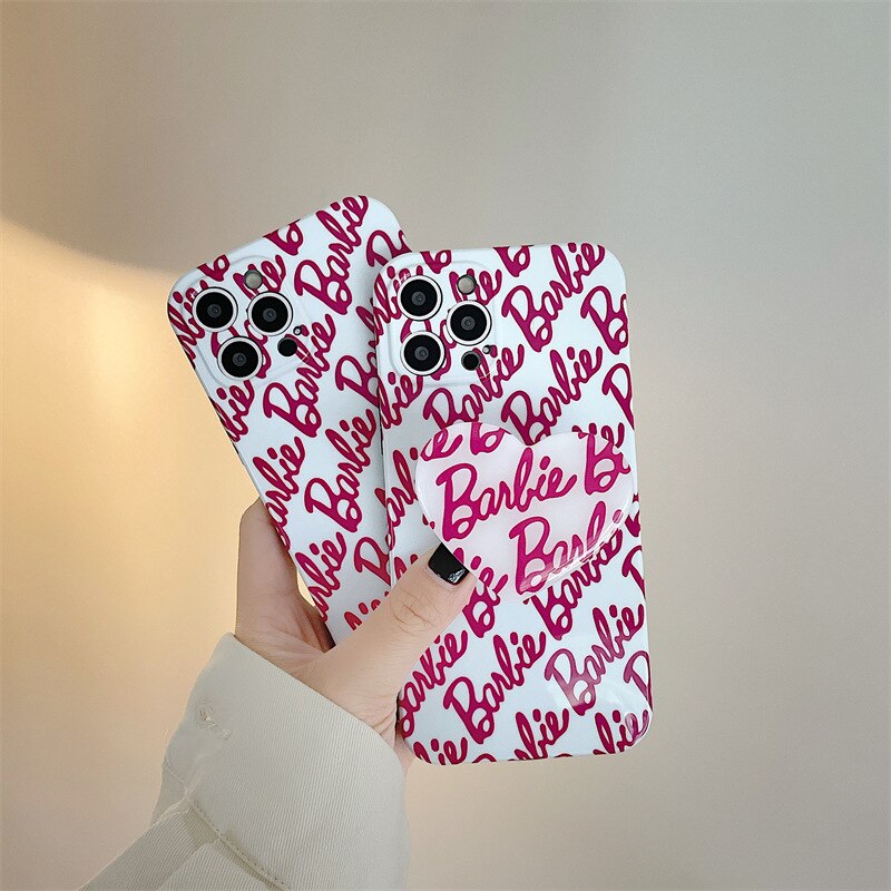 Barbie Letter Iphone Case 14Promax Fashion Female Accessory Xr 13Promax Cell Case Shell Holder Protective Case Bracket Gifts