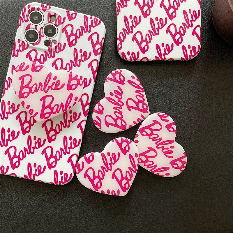 Barbie Letter Iphone Case 14Promax Fashion Female Accessory Xr 13Promax Cell Case Shell Holder Protective Case Bracket Gifts pink words