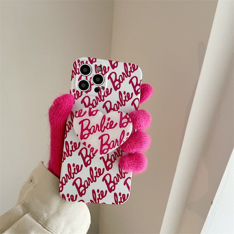 Barbie Letter Iphone Case 14Promax Fashion Female Accessory Xr 13Promax Cell Case Shell Holder Protective Case Bracket Gifts