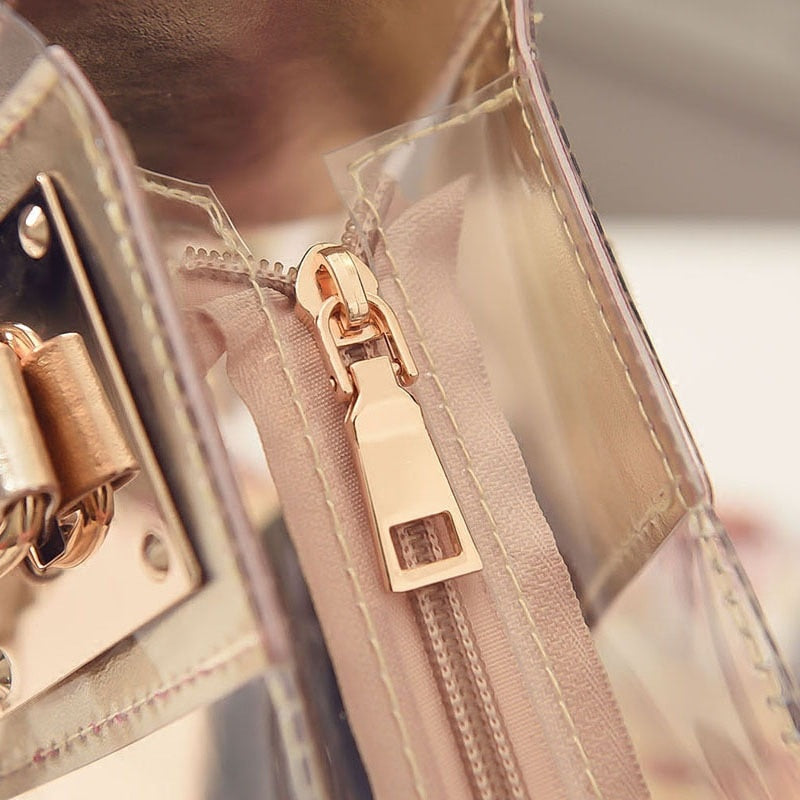 Barbie Letter Women Bag Fashion Beach Shoulder Handbag Portable Girls Messenger Transparent Jelly Ladies Bags Pouch Gifts