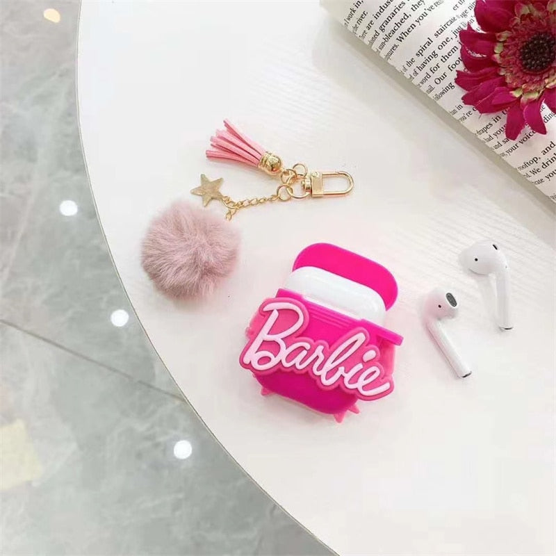 Barbie Lifestyle Headphone Cover for Airpods123 Girls Fashion Phone Accessoies Earphone Protective Case Anti-Lost Keychain Gift