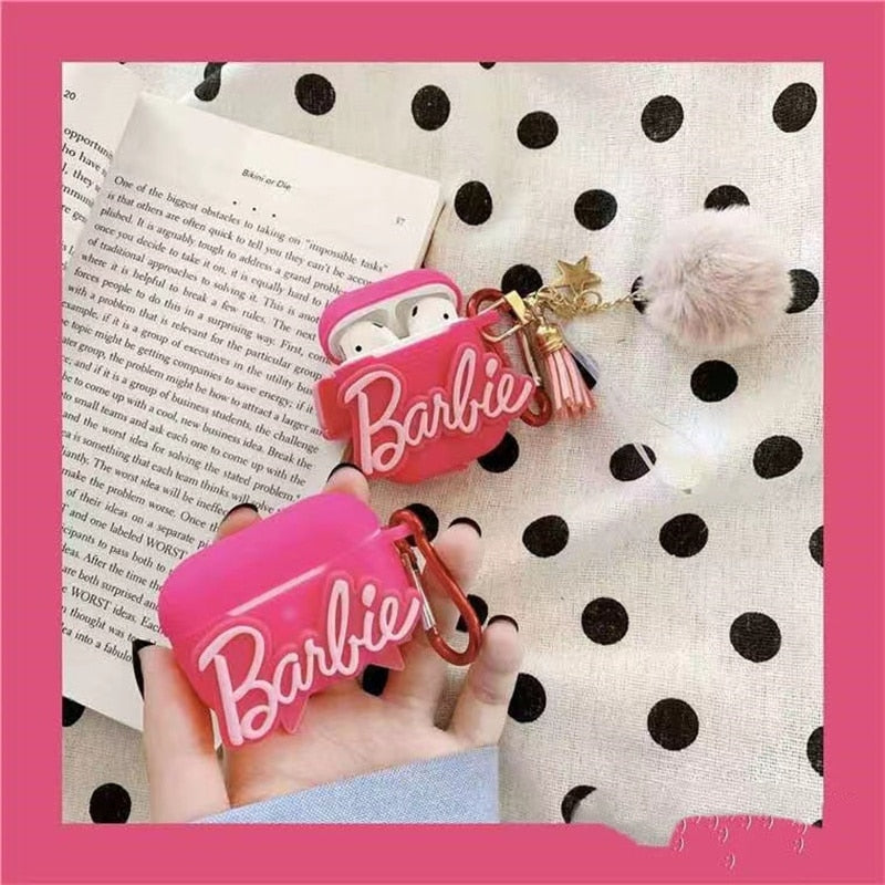 Barbie Lifestyle Headphone Cover for Airpods123 Girls Fashion Phone Accessoies Earphone Protective Case Anti-Lost Keychain Gift