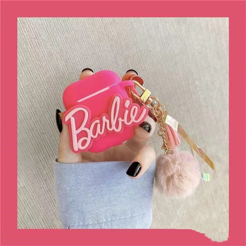 Barbie Lifestyle Headphone Cover for Airpods123 Girls Fashion Phone Accessoies Earphone Protective Case Anti-Lost Keychain Gift