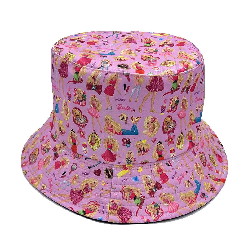 Barbie Macaron Fisherman Hat Summer Casual Sunshade Anime Kawaii Wide Brim Fishing Cap Women's Girl Sun Protection Birthday Gift Fisherman hat 9
